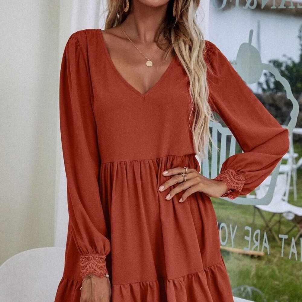 Women's Long Sleeve Dress - Picture 4 of 5